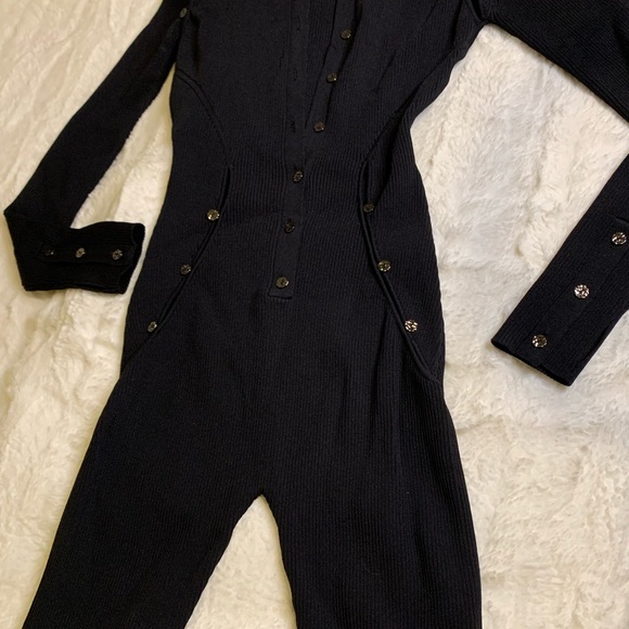 Elegant Black Button-Down Jumpsuit viscose nylon - Picture 3 of 8
